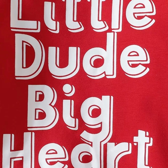Boys Red Valentines Sweater Little Dude Big Heart - Picture 2 of 3